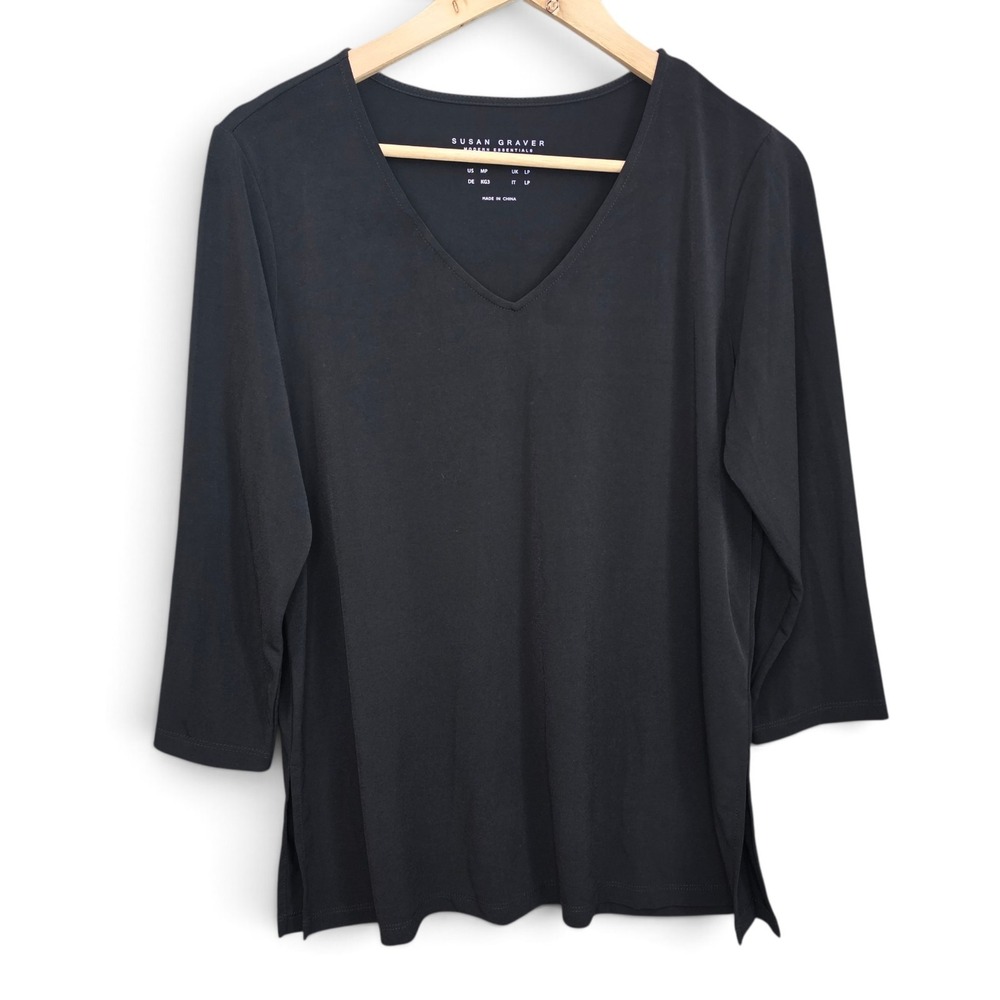 Susan Graver Modern Essentials Liquid Knit Tunic Top Womens Medium Petite MP